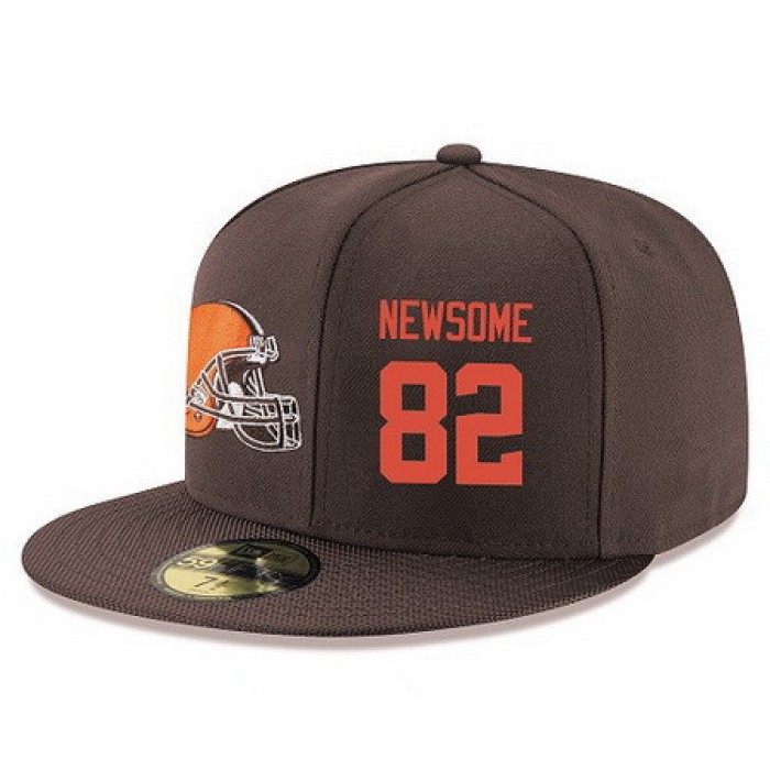 Cleveland Browns #82 Ozzie Newsome Snapback Cap NFL Player Brown with Orange Number Stitched Hat