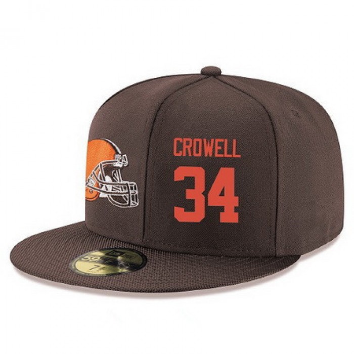 Cleveland Browns #34 Isaiah Crowell Snapback Cap NFL Player Brown with Orange Number Stitched Hat