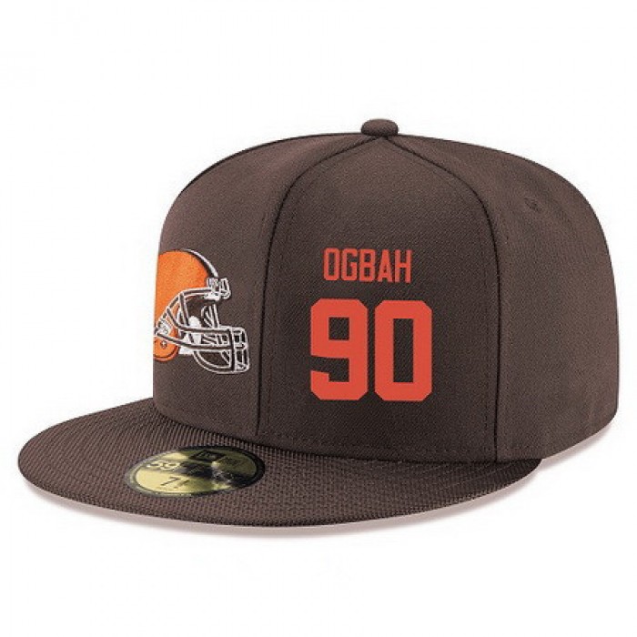 Cleveland Browns #90 Emmanuel Ogbah Snapback Cap NFL Player Brown with Orange Number Stitched Hat