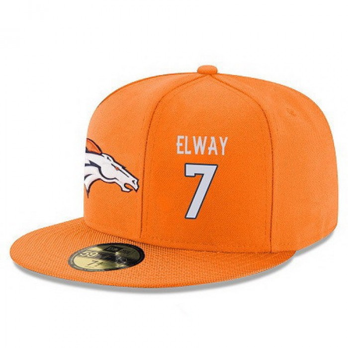 Denver Broncos #7 John Elway Snapback Cap NFL Player Orange with White Number Stitched Hat