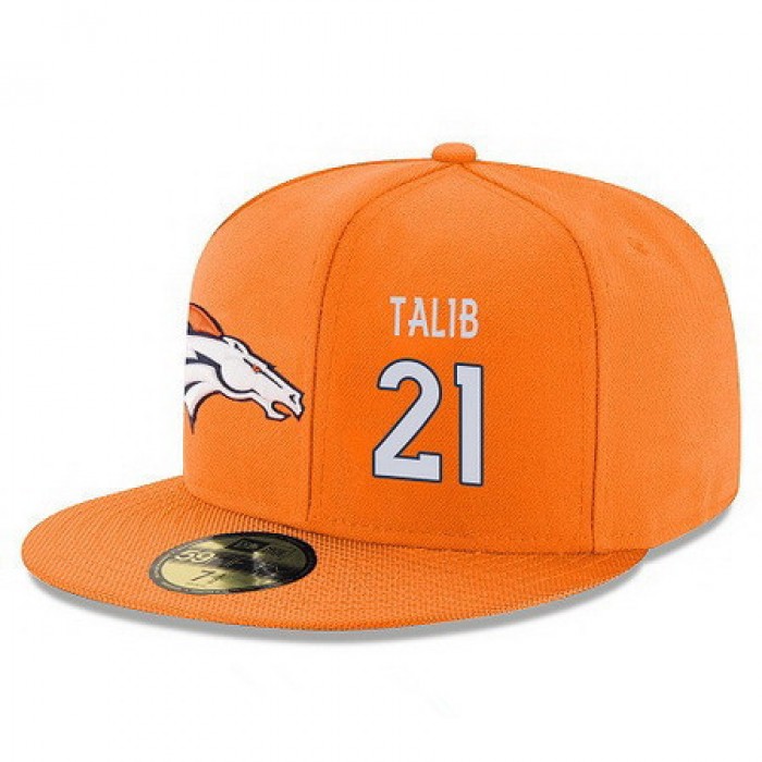 Denver Broncos #21 Aqib Talib Snapback Cap NFL Player Orange with White Number Stitched Hat
