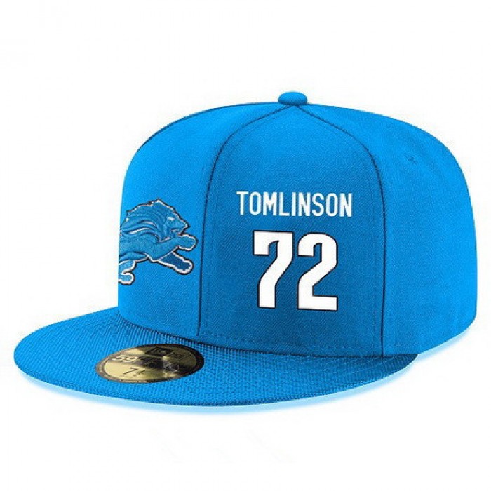 Detroit Lions #72 Laken Tomlinson Snapback Cap NFL Player Light Blue with White Number Stitched Hat