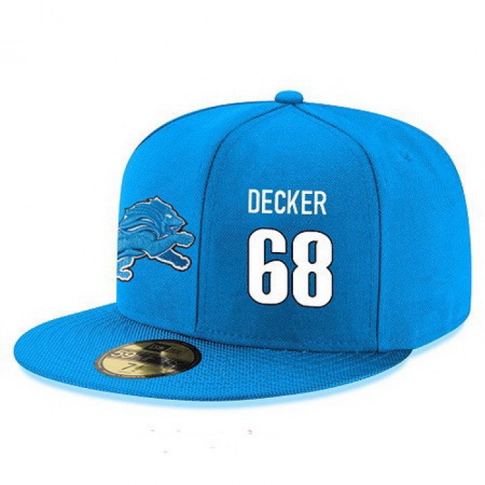 Detroit Lions #68 Taylor Decker Snapback Cap NFL Player Light Blue with White Number Stitched Hat