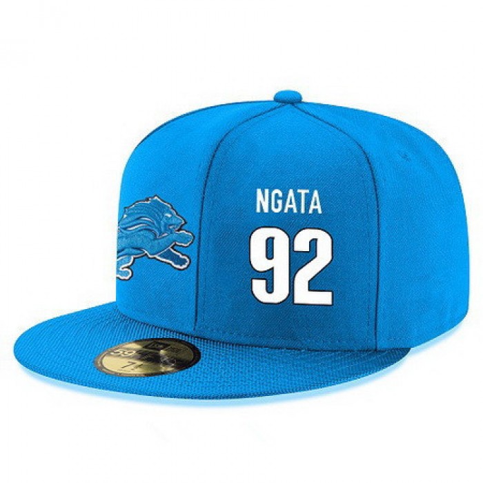 Detroit Lions #92 Haloti Ngata Snapback Cap NFL Player Light Blue with White Number Stitched Hat