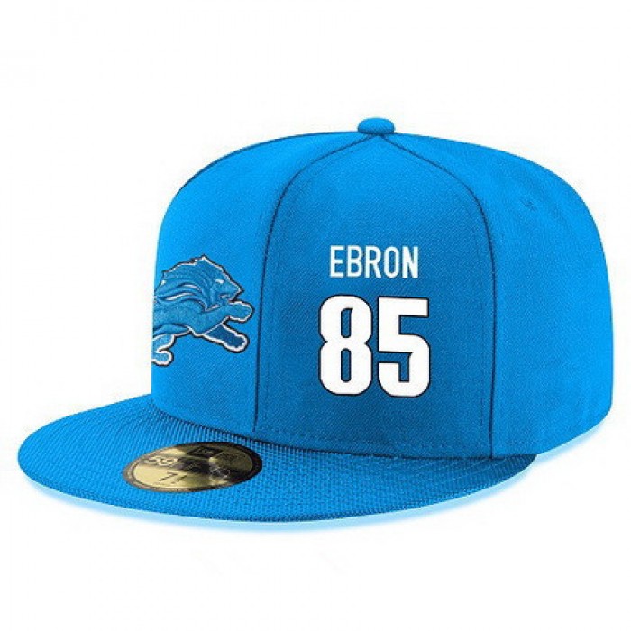 Detroit Lions #85 Eric Ebron Snapback Cap NFL Player Light Blue with White Number Stitched Hat
