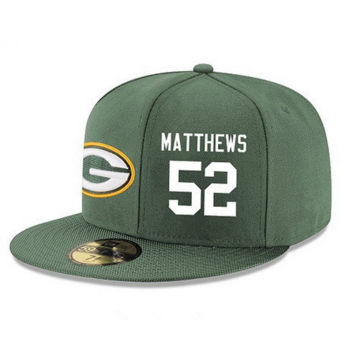 Green Bay Packers #52 Clay Matthews Snapback Cap NFL Player Green with White Number Stitched Hat