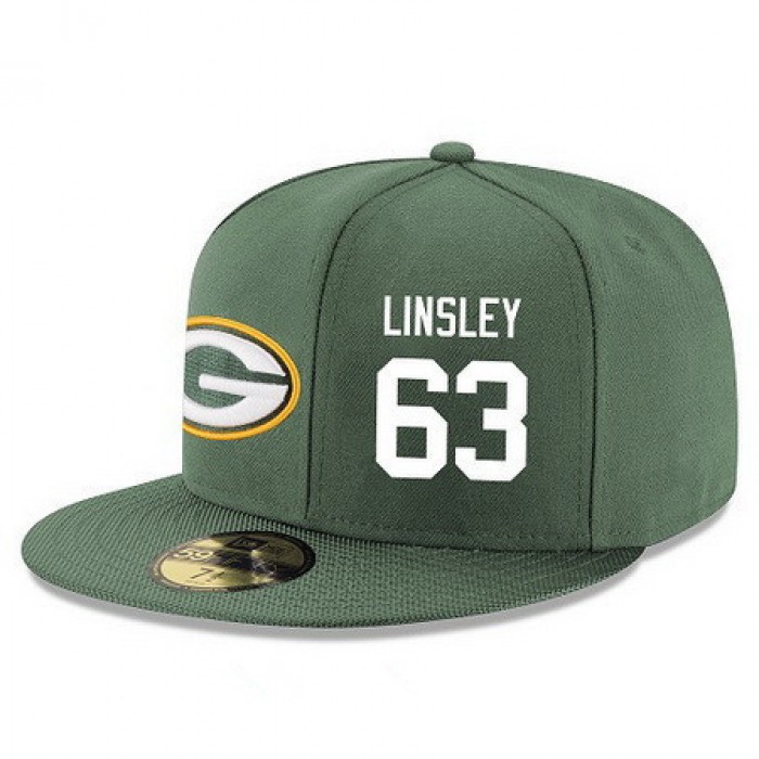 Green Bay Packers #63 Corey Linsley Snapback Cap NFL Player Green with White Number Stitched Hat