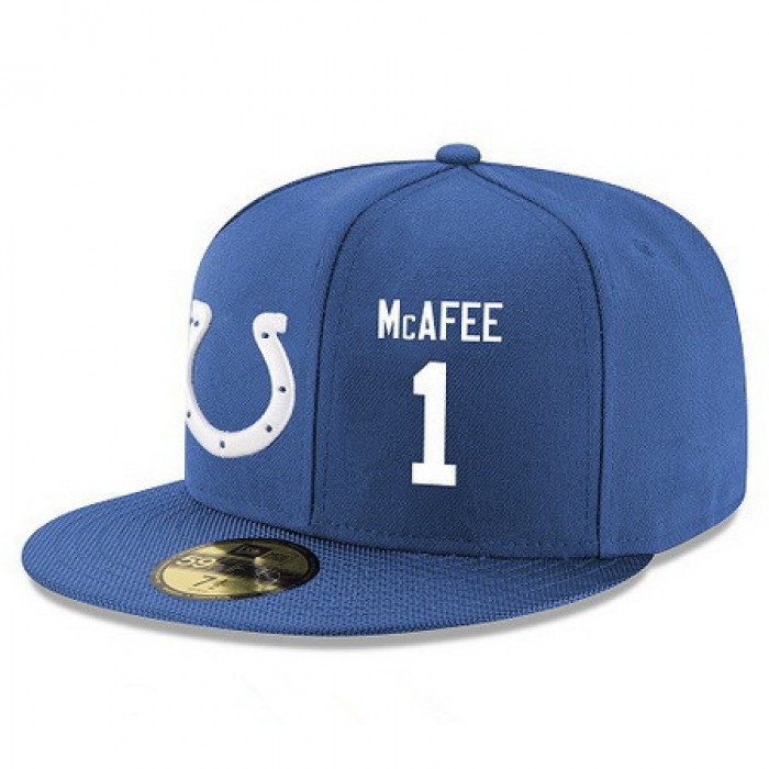 Indianapolis Colts #1 Pat McAfee Snapback Cap NFL Player Royal Blue with White Number Stitched Hat