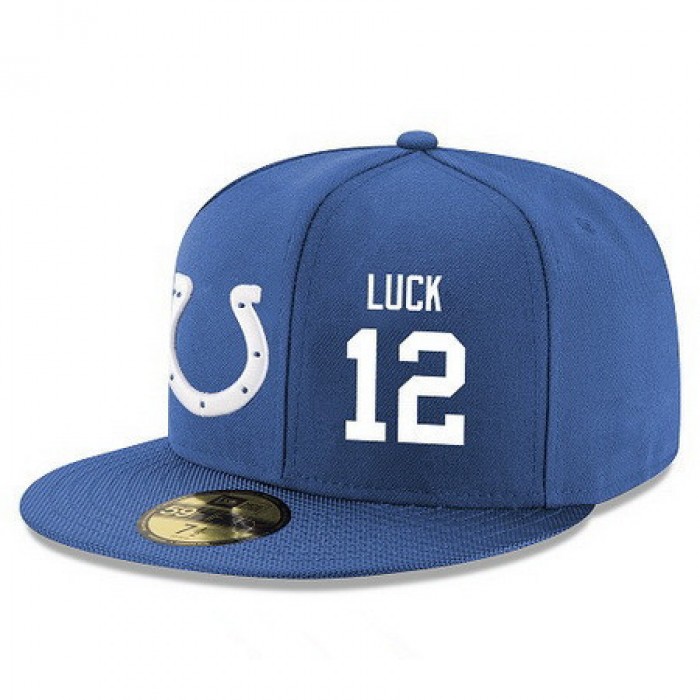 Indianapolis Colts #12 Andrew Luck Snapback Cap NFL Player Royal Blue with White Number Stitched Hat