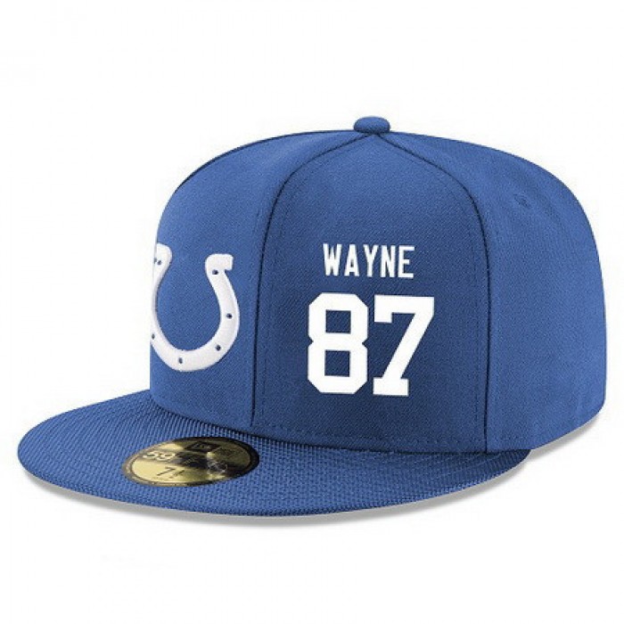 Indianapolis Colts #87 Reggie Wayne Snapback Cap NFL Player Royal Blue with White Number Stitched Hat