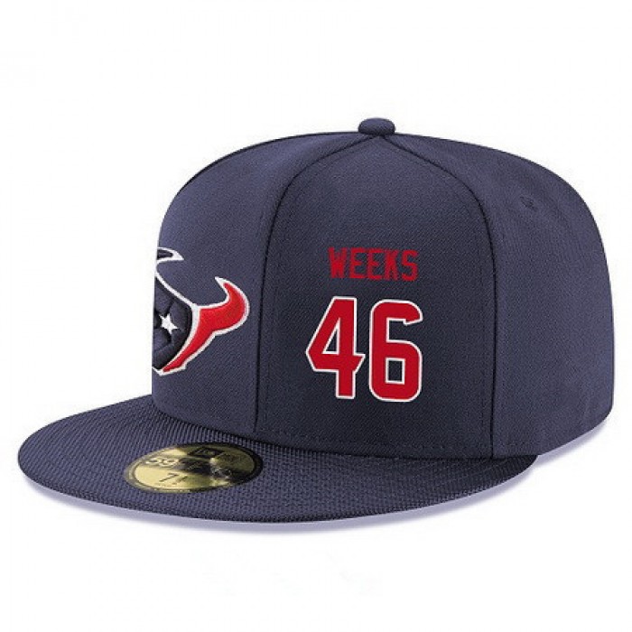 Houston Texans #46 Jon Weeks Snapback Cap NFL Player Navy Blue with Red Number Stitched Hat