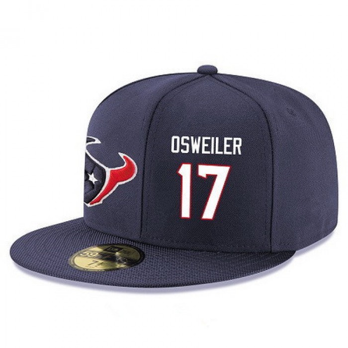 Houston Texans #17 Brock Osweiler Snapback Cap NFL Player Navy Blue with White Number Stitched Hat