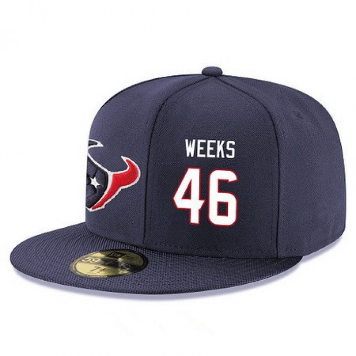 Houston Texans #46 Jon Weeks Snapback Cap NFL Player Navy Blue with White Number Stitched Hat