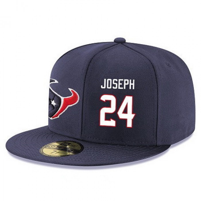 Houston Texans #24 Johnathan Joseph Snapback Cap NFL Player Navy Blue with White Number Stitched Hat