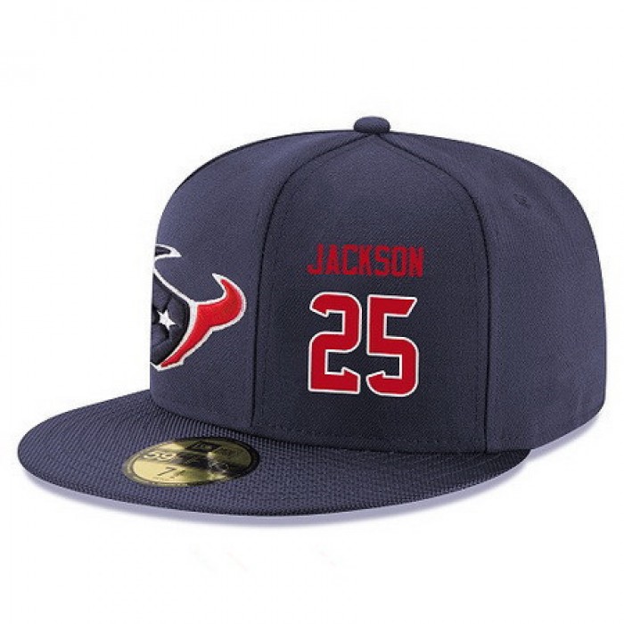 Houston Texans #25 Kareem Jackson Snapback Cap NFL Player Navy Blue with Red Number Stitched Hat