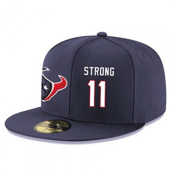 Houston Texans #11 Jaelen Strong Snapback Cap NFL Player Navy Blue with White Number Stitched Hat