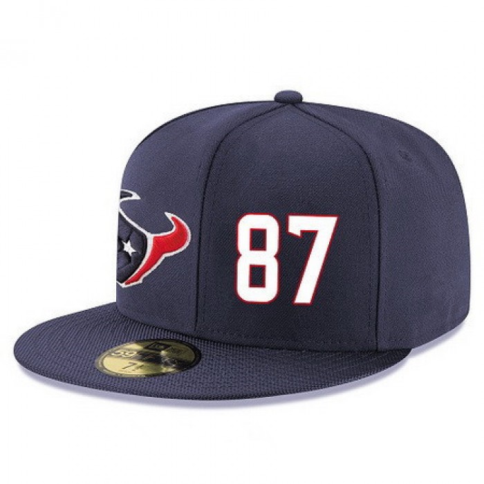 Houston Texans #87 C.J. Fiedorowicz Snapback Cap NFL Player Navy Blue with White Number Stitched Hat