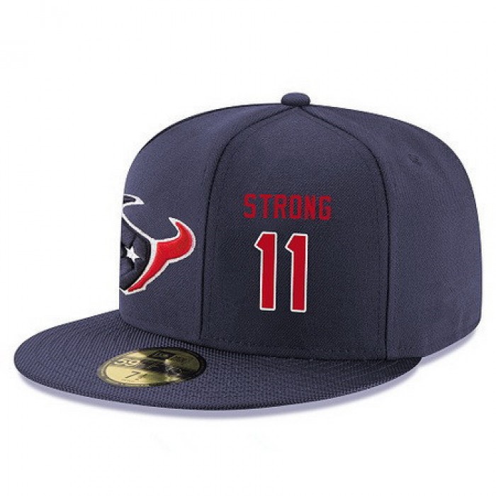 Houston Texans #11 Jaelen Strong Snapback Cap NFL Player Navy Blue with Red Number Stitched Hat