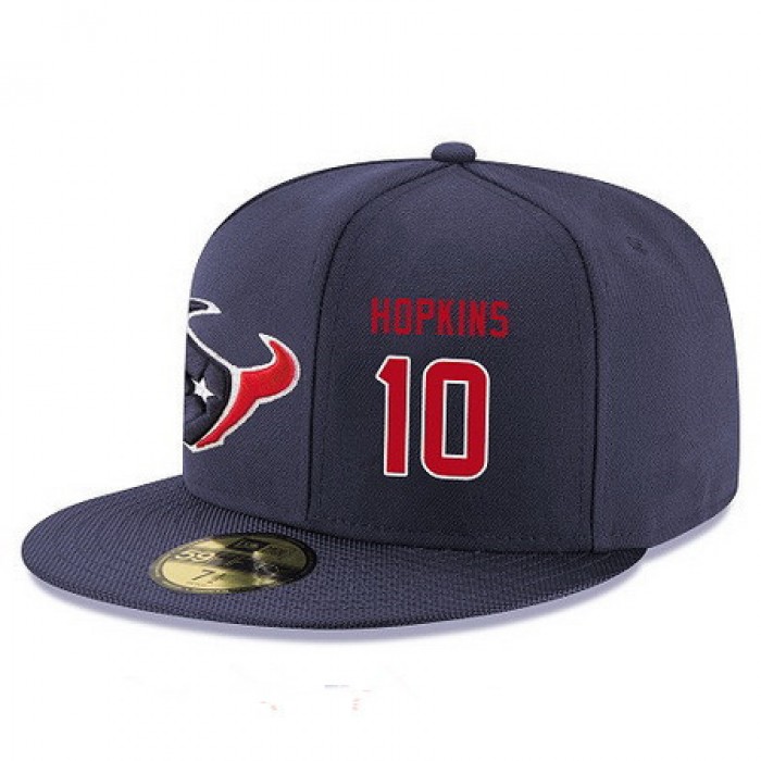 Houston Texans #10 DeAndre Hopkins Snapback Cap NFL Player Navy Blue with Red Number Stitched Hat