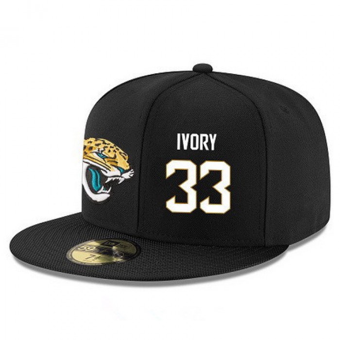 Jacksonville Jaguars #33 Chris Ivory Snapback Cap NFL Player Black with White Number Stitched Hat