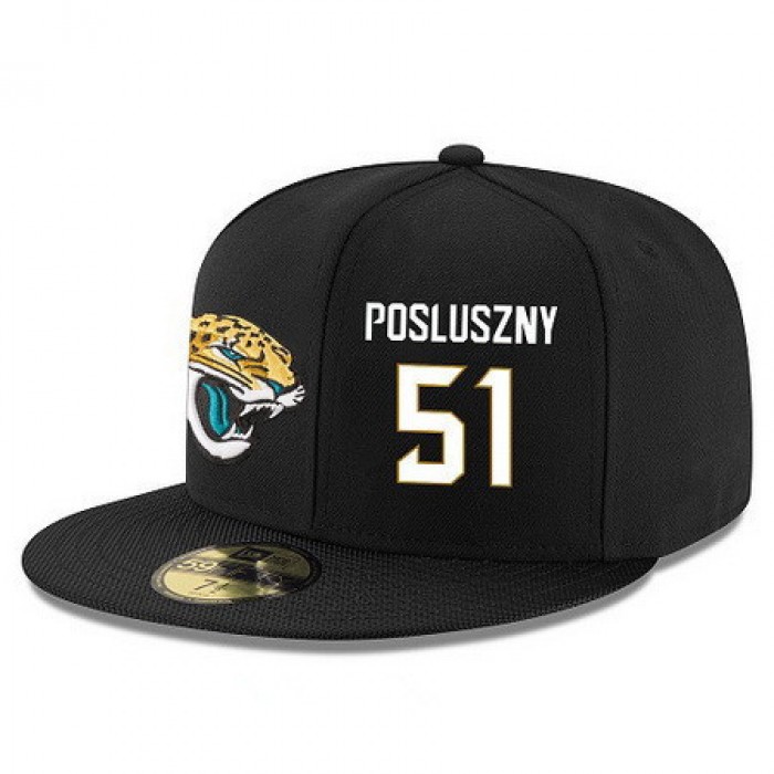 Jacksonville Jaguars #51 Paul Posluszny Snapback Cap NFL Player Black with White Number Stitched Hat