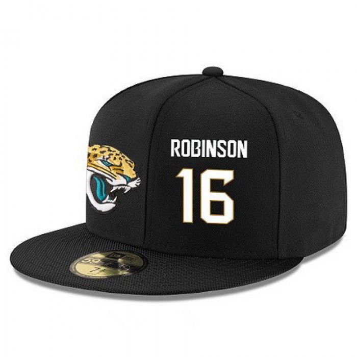 Jacksonville Jaguars #16 Denard Robinson Snapback Cap NFL Player Black with White Number Stitched Hat