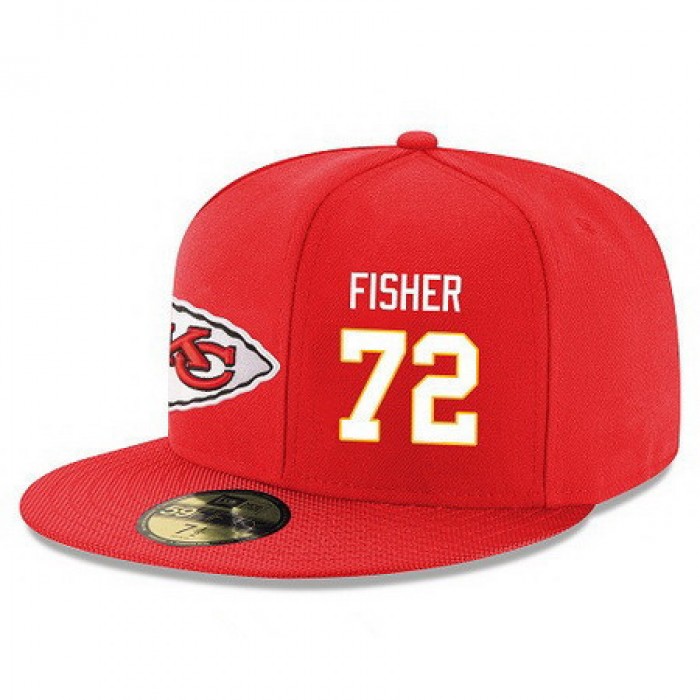 Kansas City Chiefs #72 Eric Fisher Snapback Cap NFL Player Red with White Number Stitched Hat