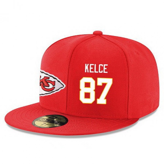 Kansas City Chiefs #87 Travis Kelce Snapback Cap NFL Player Red with White Number Stitched Hat