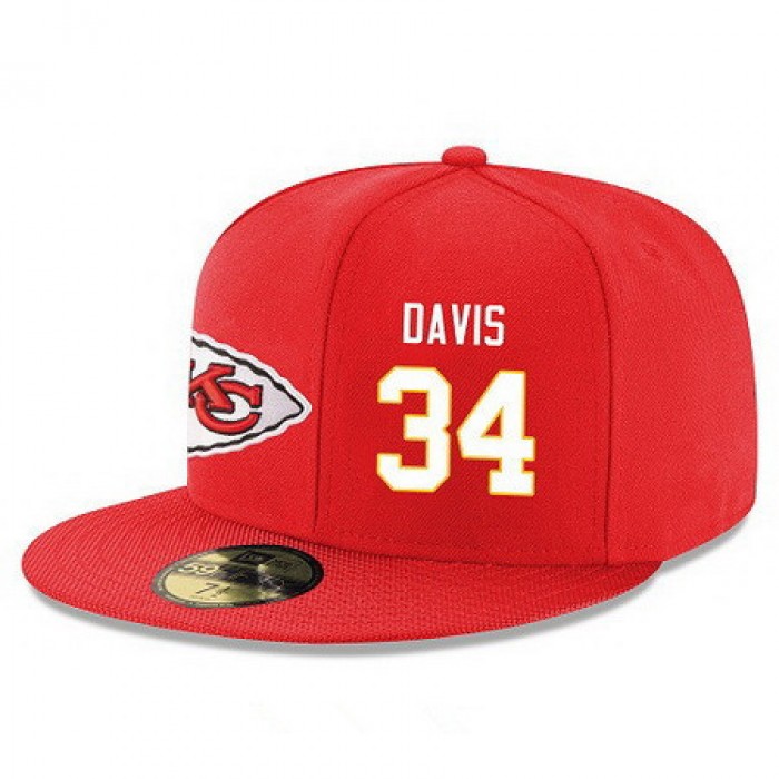 Kansas City Chiefs #34 Knile Davis Snapback Cap NFL Player Red with White Number Stitched Hat