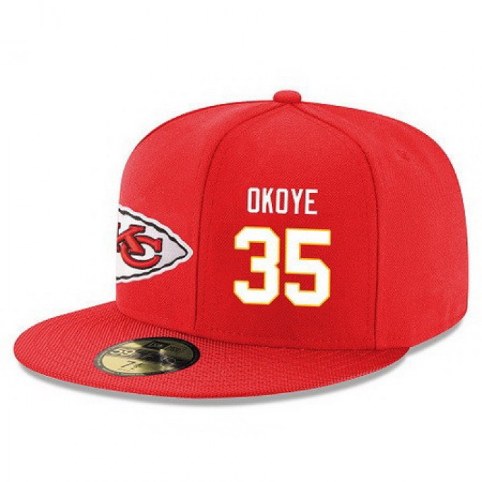 Kansas City Chiefs #35 Christian Okoye Snapback Cap NFL Player Red with White Number Stitched Hat