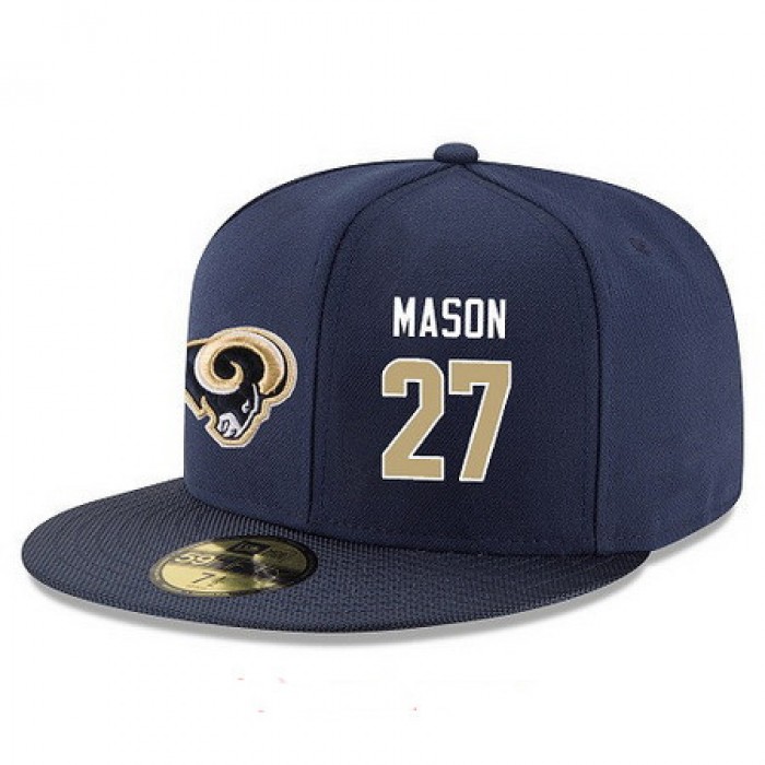 Los Angeles Rams #27 Tre Mason Snapback Cap NFL Player Navy Blue with Gold Number Stitched Hat