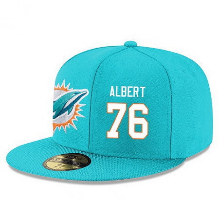 Miami Dolphins #76 Branden Albert Snapback Cap NFL Player Aqua Green with White Number Stitched Hat