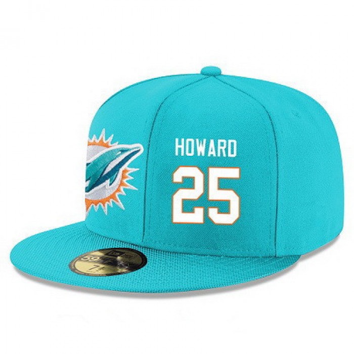 Miami Dolphins #25 Xavien Howard Snapback Cap NFL Player Aqua Green with White Number Stitched Hat