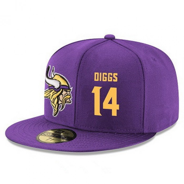 Minnesota Vikings #14 Stefon Diggs Snapback Cap NFL Player Purple with Gold Number Stitched Hat