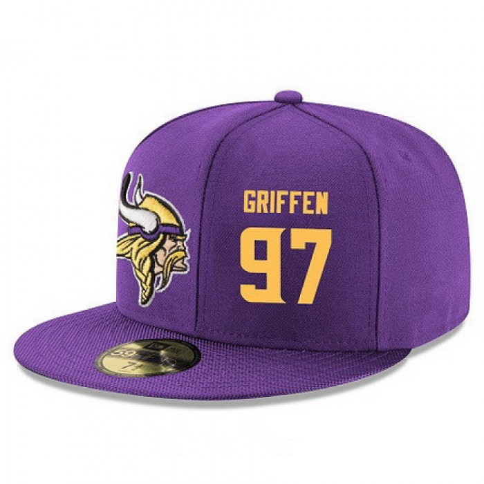 Minnesota Vikings #97 Everson Griffen Snapback Cap NFL Player Purple with Gold Number Stitched Hat