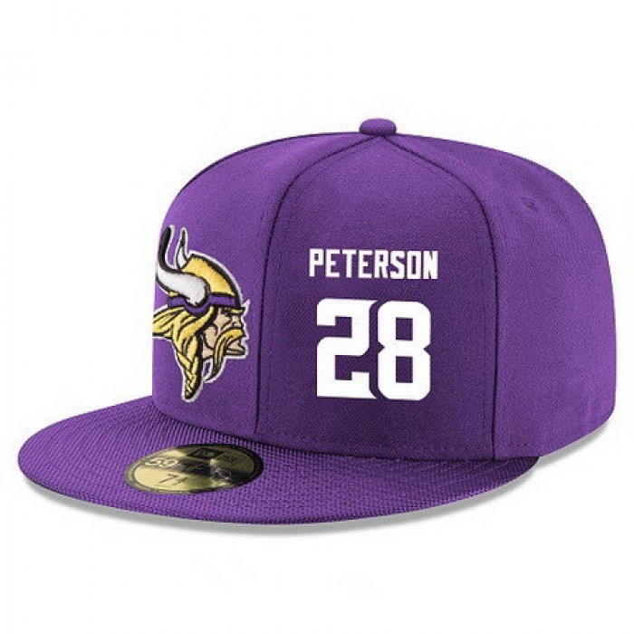 Minnesota Vikings #28 Adrian Peterson Snapback Cap NFL Player Purple with White Number Stitched Hat