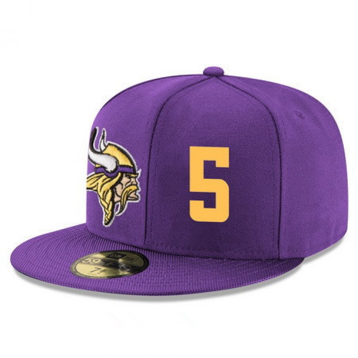 Minnesota Vikings #5 Teddy Bridgewater Snapback Cap NFL Player Purple with Gold Number Stitched Hat