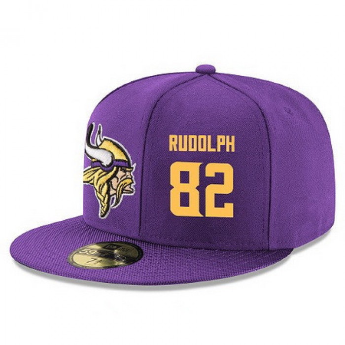Minnesota Vikings #82 Kyle Rudolph Snapback Cap NFL Player Purple with Gold Number Stitched Hat