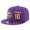Minnesota Vikings #10 Fran Tarkenton Snapback Cap NFL Player Purple with Gold Number Stitched Hat
