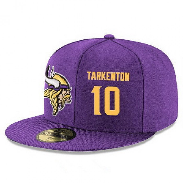 Minnesota Vikings #10 Fran Tarkenton Snapback Cap NFL Player Purple with Gold Number Stitched Hat