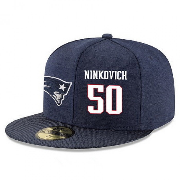 New England Patriots #50 Rob Ninkovich Snapback Cap NFL Player Navy Blue with White Number Stitched Hat