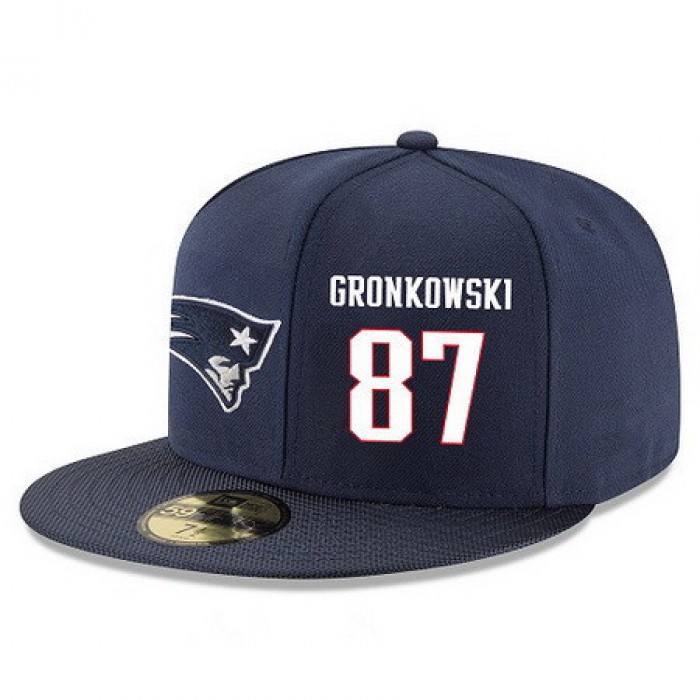 New England Patriots #87 Rob Gronkowski Snapback Cap NFL Player Navy Blue with White Number Stitched Hat