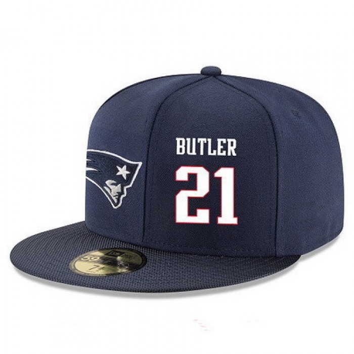 New England Patriots #21 Malcolm Butler Snapback Cap NFL Player Navy Blue with White Number Stitched Hat