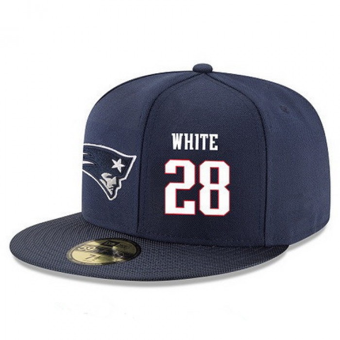 New England Patriots #28 James White Snapback Cap NFL Player Navy Blue with White Number Stitched Hat