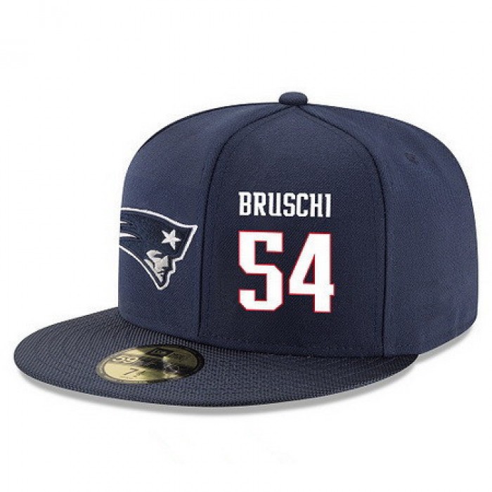 New England Patriots #54 Tedy Bruschi Snapback Cap NFL Player Navy Blue with White Number Stitched Hat
