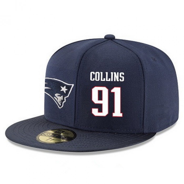 New England Patriots #91 Jamie Collins Snapback Cap NFL Player Navy Blue with White Number Stitched Hat