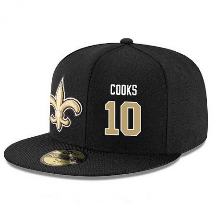 New Orleans Saints #10 Brandin Cooks Snapback Cap NFL Player Black with Gold Number Stitched Hat