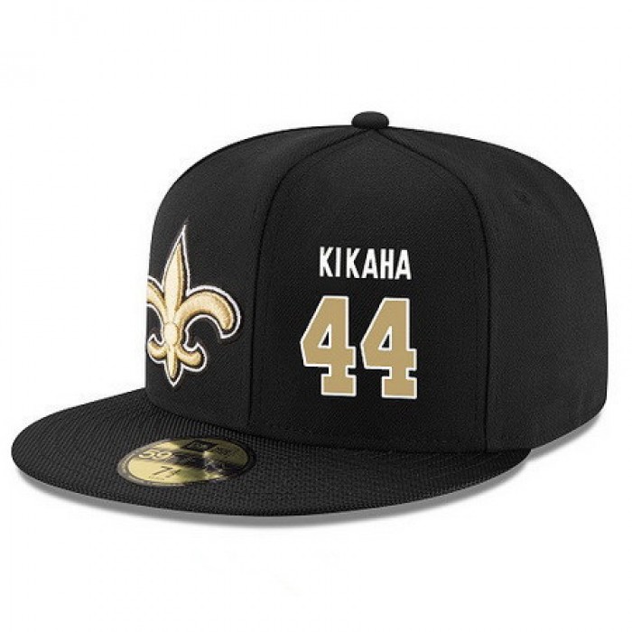 New Orleans Saints #44 Hau'oli Kikaha Snapback Cap NFL Player Black with Gold Number Stitched Hat