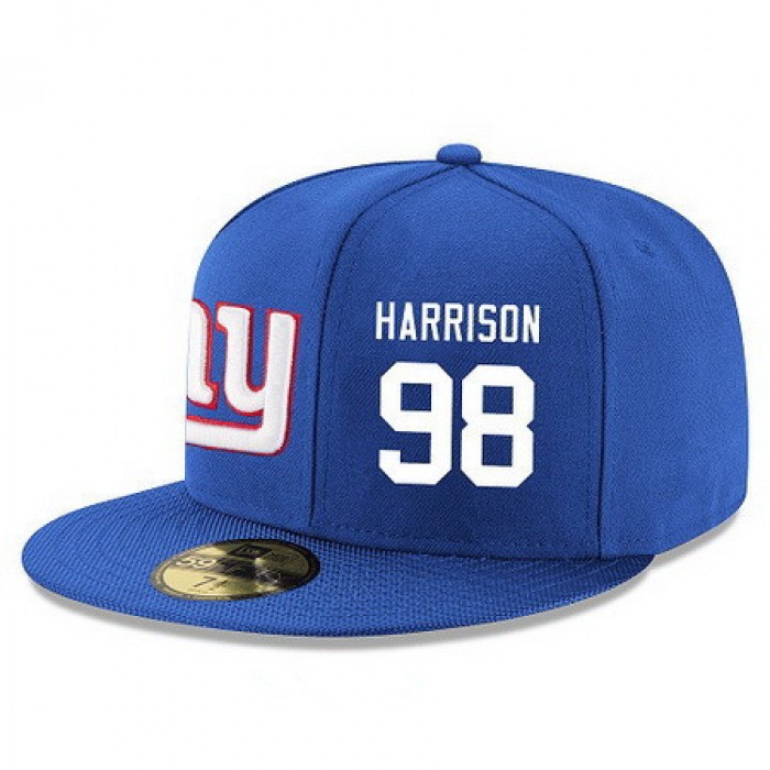 New York Giants #98 Damon Harrison Snapback Cap NFL Player Royal Blue with White Number Stitched Hat