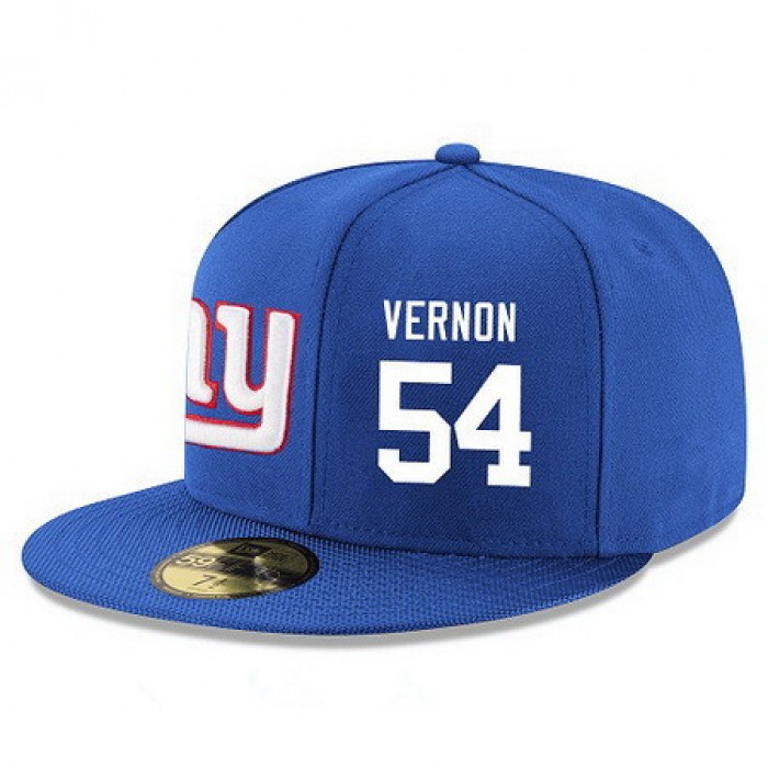 New York Giants #54 Olivier Vernon Snapback Cap NFL Player Royal Blue with White Number Stitched Hat